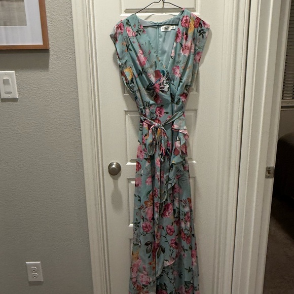 Eliza J Floral Faux Wrap Maxi Dress Sz 12 - Picture 14 of 16